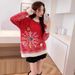 girl Sweater#Red Christmas Knitted Sweater Year Thickened Mid-Length New Outerwear Mink Velvet Lazy Style Inner Wear_ecoleips.com