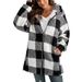 Women's Plush Fleece Hooded Zip-Up Jacket - Oversized Checkered Coat With Pockets For Casual & Streetwear_ecoleips.com