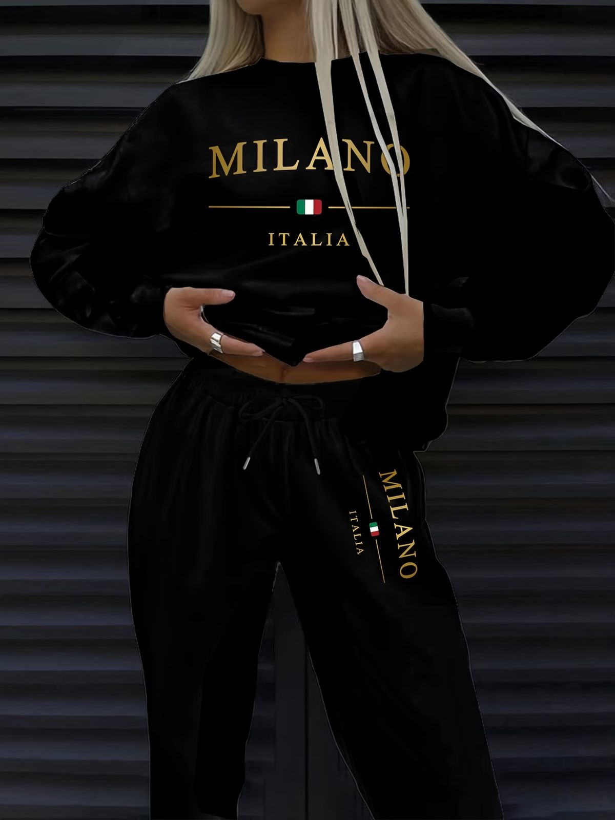 Trendy Gradient Letter Print Fleece-Lined Tracksuit Set - Winter Warmth & Stylish Comfort For Men And Women_ecoleips.com