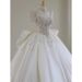 Satin Wedding Dress Square Neck Long Train Perfect for Brides Travel Photography Court Style And Going out New Spring 2025_ecoleips.com