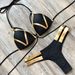 Women's Sexy Swimsuit Gold Foil Stitching Bikini Swimwear 4 Colors Available_ecoleips.com