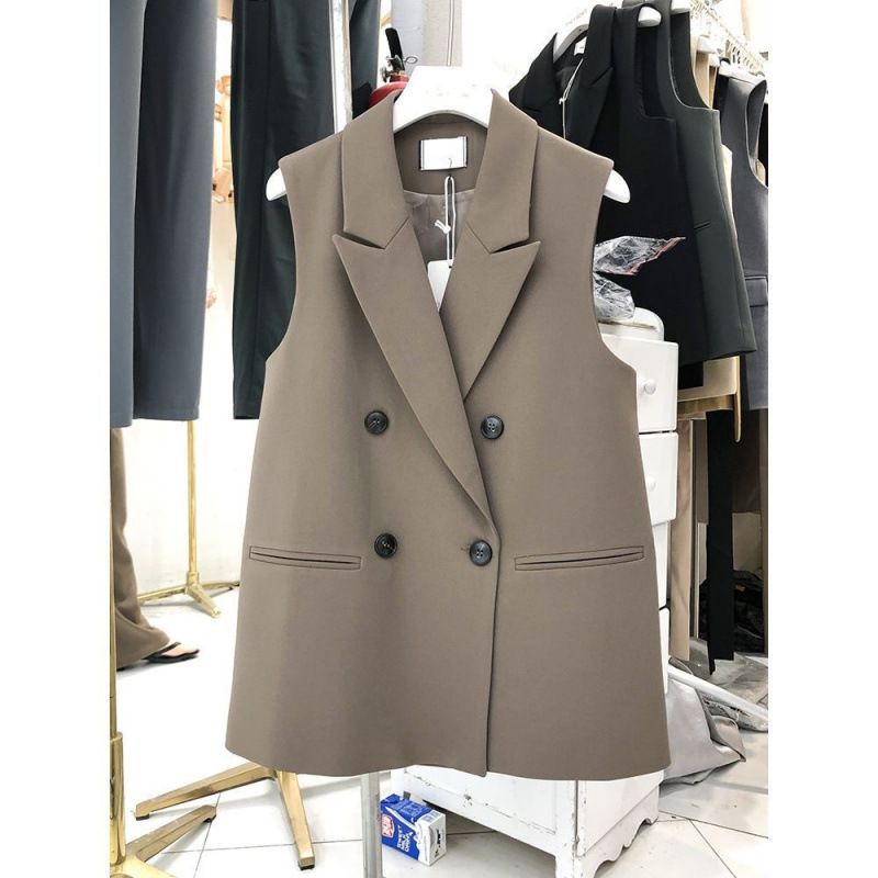 Women's Clothing Suit Black Vest Jacket Spring And Autumn Leisure New Style Temperament Sleeveless Vest Suit_ecoleips.com