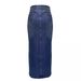 Women's Clothing Slit High Waisted Stretch Denim Skirt_ecoleips.com