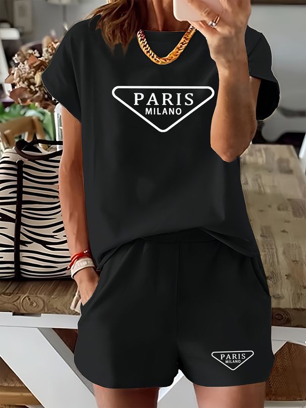 Women’s 2 Piece Outfit Set – Oversized Graphic T-Shirt And Biker Shorts Matching Set, Casual Summer Lounge Tracksuit For Daily Wear-342_ecoleips.com