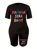Summer Women's Casual Fashion MANANA Letter Printed Loose T-shirt Shorts Two-piece Set Summer Sportswear Suitable For Daily Wear-177_ecoleips.com