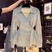 Women's French-Inspired Striped V-Neck Shirt - Slimming Asymmetrical Waist Design, Long Sleeve Blouse, Elegant & Unique Top_ecoleips.com