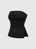Women's Slim Fit Pullover Vest Summer American Street Style Strapless off the Shoulder Solid Color Simple Short Slightly Slit_ecoleips.com