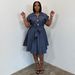 Summer Casual Fashion Belted Denim Dress Solid Color Short Sleeved Women's Clothing European And American Style_ecoleips.com