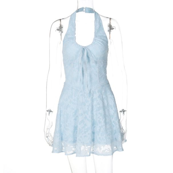 Women’s Clothing Summer New Women's Sexy Halter Neck Backless Jacquard Pure Desire High Waist Slim Dress_ecoleips.com