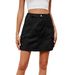 Distressed Denim A-Line Mini Skirt – Utility Pockets, Washed Blue/Khaki/Army Green/Black (S-XXL, Streetwear, Raw Edge, Patchwork)_ecoleips.com