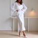 Elegant Satin Wrap Dress & Blouse Set – Women's Luxury Spring/Summer Outfit With Belted Waist_ecoleips.com