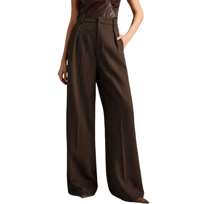 Women's Clothing High Waist Suit Pants Casual Loose Straight Business Commuting Wide Leg Pants_ecoleips.com