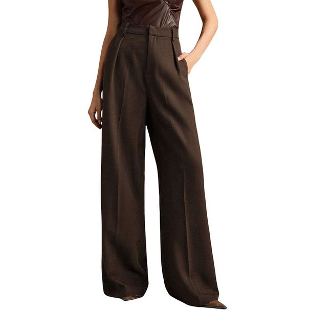 Women's Clothing High Waist Suit Pants Casual Loose Straight Business Commuting Wide Leg Pants_ecoleips.com
