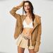 Women's Splicing Hooded Sweatshirt European And American Style Zipper Hood Short Sweater Lazy Fashion_ecoleips.com