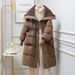 Lamb Wool Large Lapel Mid-Length Down Jacket For Women Winter European Style Thickened Fashionable Cotton Coat Trendy_ecoleips.com