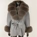 Luxury Double-Faced Wool Coat With Fox Fur Collar - Oversized Women's Winter Coat, Elegant Mid-Length Trench Coat For Casual & Office Wear_ecoleips.com