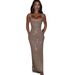 Sexy Shoulder Strap Sequin Mesh Diamond Suspender Dress For Women, Autumn And Winter New Style Temperament, Waist_ecoleips.com