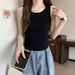 Women's Cotton Camisole Vest Spring Summer Design Sense Niche Outerwear Ribbed Sleeveless T-Shirt Inner Layer Base_ecoleips.com