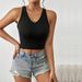Aria Basics Aria Basics Cross-border European And American Women's Fashion 2026 New Sexy V-neck Slim-fit Ultra-short Sleeveless Hollow-out_ecoleips.com