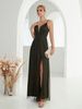 Women's V-neck strapless backless slit elegant evening dress prom dress party dress bridesmaid dress_ecoleips.com