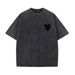 230g Retro Stir Fried Snowflake Washed European And American Pure Cotton T-shirt Loose Base Round Neck Pullover Heavyweight T-shirt_ecoleips.com
