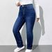 Women's Clothing Dark Blue Stretch Denim Straight Leg Cigarette Pants For Women European American Style_ecoleips.com
