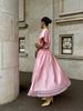 2026 Summer Women Elegant Short Sleeve V-Neck High Waist Ruffle Spliced Midi Dress, Cross-border Women's Wear_ecoleips.com