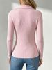 Loose Collar Knit Top, Skin-friendly Long Sleeve Tee_ecoleips.com