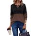 2025 European And American Autumn/Winter New V-Neck Cross-Color Block Drop-Shoulder Casual Women's_ecoleips.com