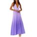 Women's Clothing New V Neck Suspenders Pleated Lace Up Large Swing Slit Holiday Style Dress_ecoleips.com