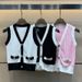 25 Early Autumn New Style Elegant Color Block V Neck Gold Button Versatile Knitted Vest For Women_ecoleips.com