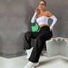 Voya Women's European And American Women's Clothing 2026 New Style Ins Street Fashion Solid Color Elastic Waist Pocket Casual Work Pants_ecoleips.com