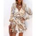 2025 Popular Item On : Spring/Summer Long-sleeve V-neck Fashion Printed Waist-cinching Dress For Women_ecoleips.com