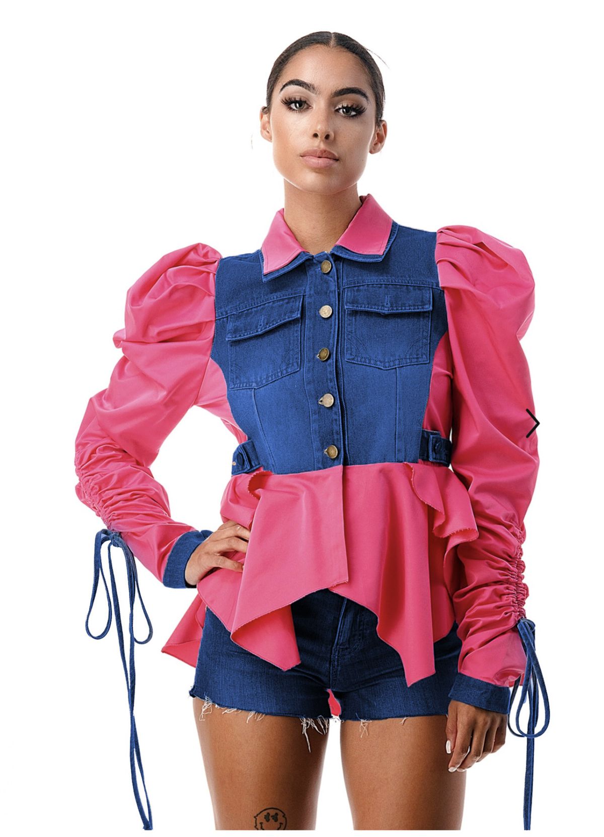 Women's Clothing Splicing Strap Denim Top_ecoleips.com