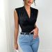 Women's Clothing Summer Women's V Neck Top Silver Sprinkled Design Fashion For Ladies For Formal & Casual For Women_ecoleips.com