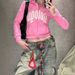 Printed Wide-Leg Jeans For Women - Vintage Washed Denim Pants With Streetwear Graphics (Blue)_ecoleips.com