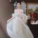 Off-the-shoulder Travel Photography Light Wedding Dress, Forest-style, Ultra-fairy Dreamy, Runaway Princess Bride's_ecoleips.com