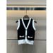 25 Early Autumn New Style Elegant Color Block V Neck Gold Button Versatile Knitted Vest For Women_ecoleips.com