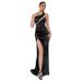 Women's Clothing New Women's One Shoulder Pleated Waist Slit Design Dress Party Party Evening Dress_ecoleips.com