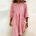 2026 Cross-Border Foreign Trade Fashion Casual Simple Loose Dress With Three-Quarter Sleeves_ecoleips.com