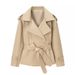 Aria Basics Casual Versatile Solid Color Belted Short Jacket 2025 European American Cross-border Spring And Autumn New Coat_ecoleips.com