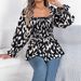 Real Shot Of 2026 Spring/Summer European And American Casual Ruffled Square-neck Leopard Print Long-sleeve Chiffon_ecoleips.com