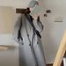"Korean Oversized Wool Blend Coat Women's Long Trench Coat With Notched Lapel In Beige/Pink/Grey/Taupe/Black/Purple"_ecoleips.com