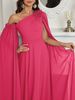 Elegant Off-Shoulder Evening Gown High-Waist Batwing Sleeve Maxi Dress In Vibrant Fuchsia For Red Carpet Galas Weddings (Stretch Poly-Spandex Blend)_ecoleips.com