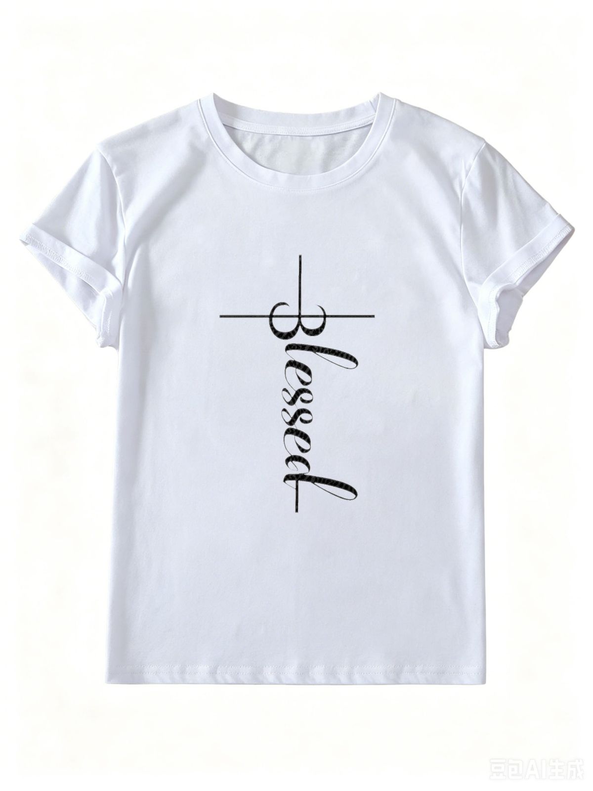 Women’s Minimal Graphic Print Tee, Lightweight Short Sleeve Round Neck Top For Daily Casual Wear_ecoleips.com