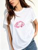 Pink Grills Lips Graffiti Slogan Print Y2K Graphic T-Shirt, Women Oversized Soft Cotton Tee, Trendy Hip Hop Daily Streetwear Top_ecoleips.com