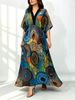 Plus Size Women's Bohemian Beach Vacation Maxi Dress_ecoleips.com