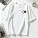 Women's Oversized T-Shirt Minimal Double Star Graphic Casual Loose Short Sleeve Streetwear Top_ecoleips.com
