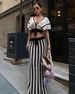 Women's Clothing Source Source Summer New Women's Clothing Sexy V Neck Hollow Striped Knitted Ladies Long Skirt Set_ecoleips.com