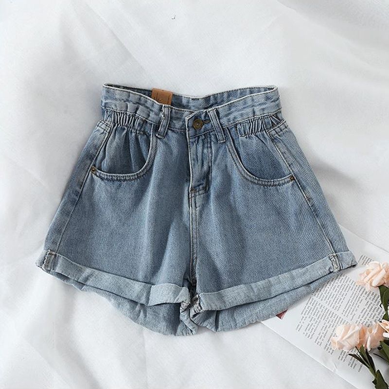 Women's High-Waisted Slimming Denim Shorts Korean Style Loose Wide Leg Summer 2021 Trendy Rolled up Hot Pants for Students_ecoleips.com